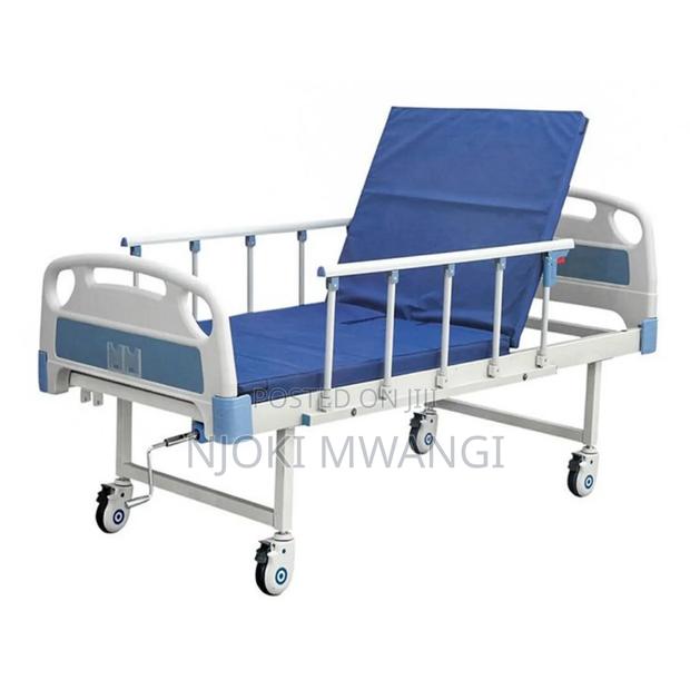 Single Crank Manual Abs Hospital Bed With Castors (With Mattress) - main view