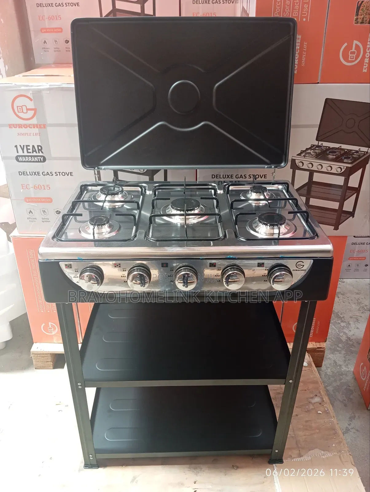 Eurochef 5 Burner Standing Cooker With Shelves