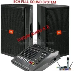 8 Channels Powered Mixer - (2) JBL Mid Range Speakers - BNK Bk9 System
