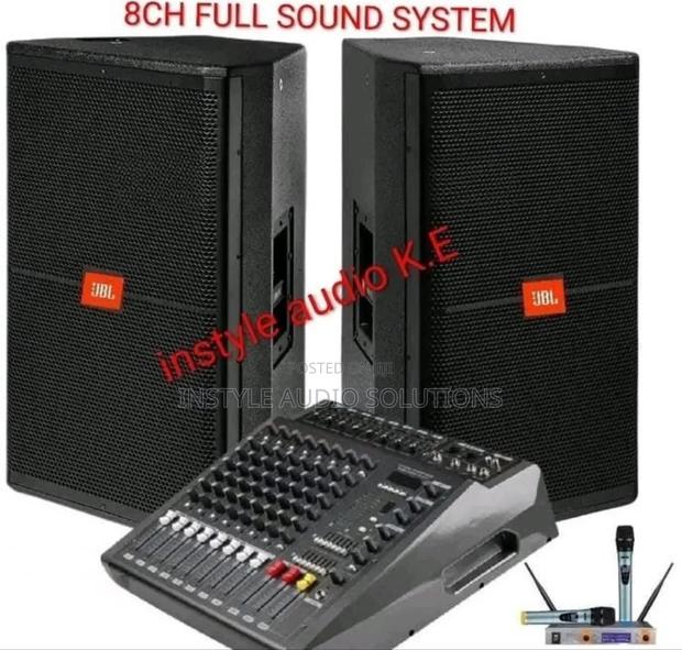 8 Channels Powered Mixer - (2) JBL Mid Range Speakers - BNK Bk9 System