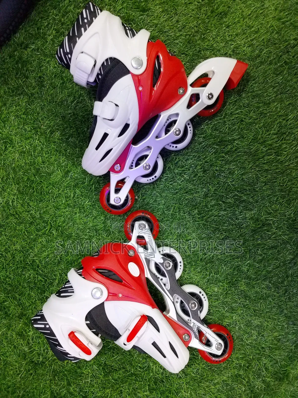 Red White Adjustable Inline Skates