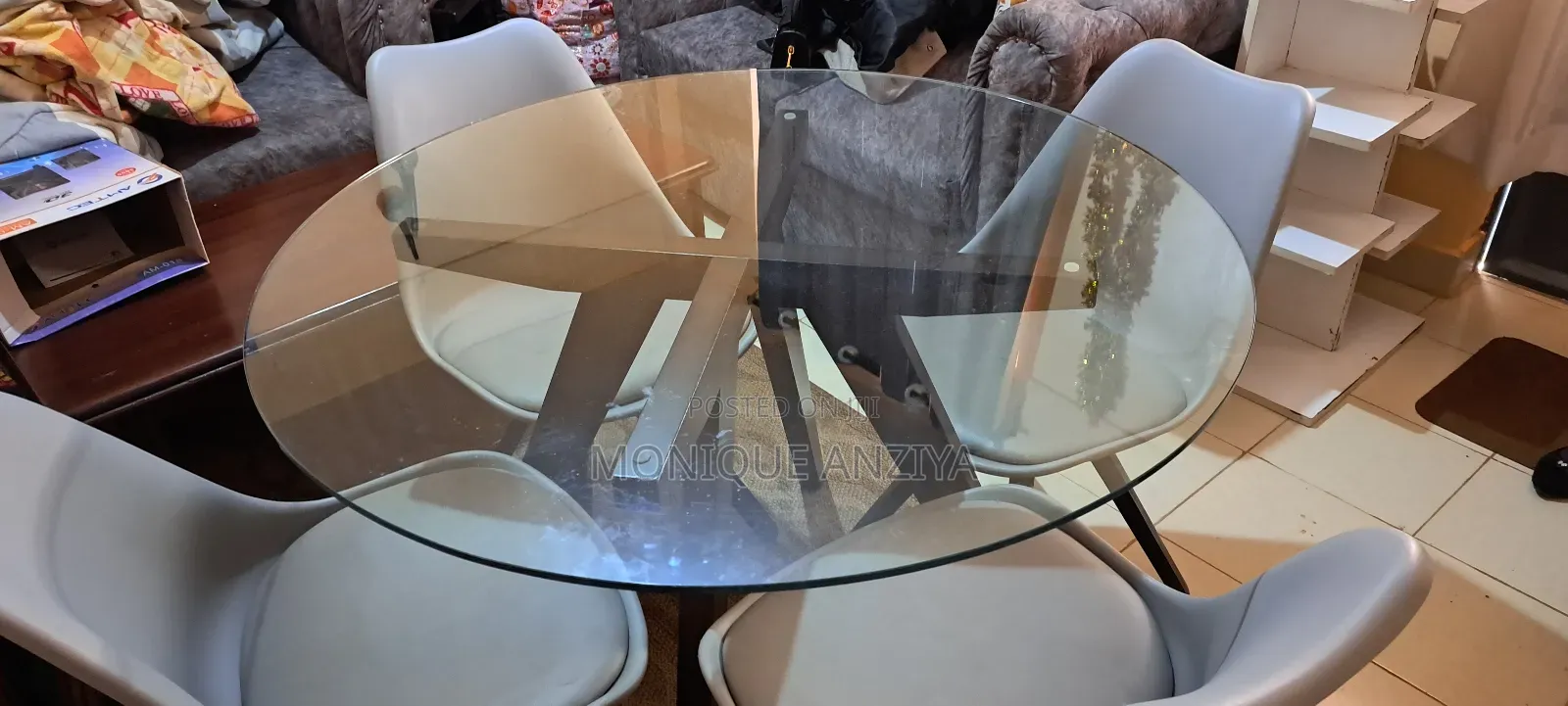 Four Seater Heavy Duty Glasstop Dinning Table