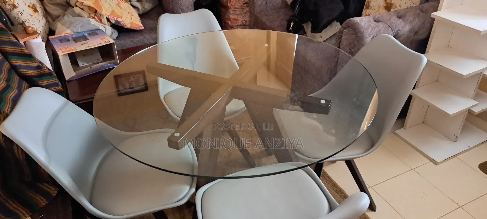 Four Seater Heavy Duty Glasstop Dinning Table