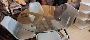 Four Seater Heavy Duty Glasstop Dinning Table