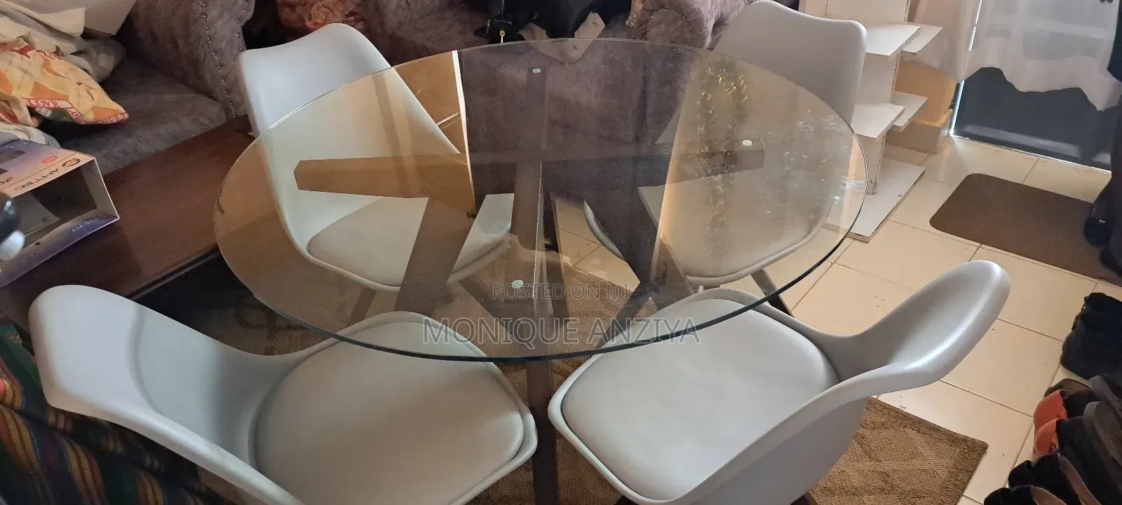 Four Seater Heavy Duty Glasstop Dinning Table