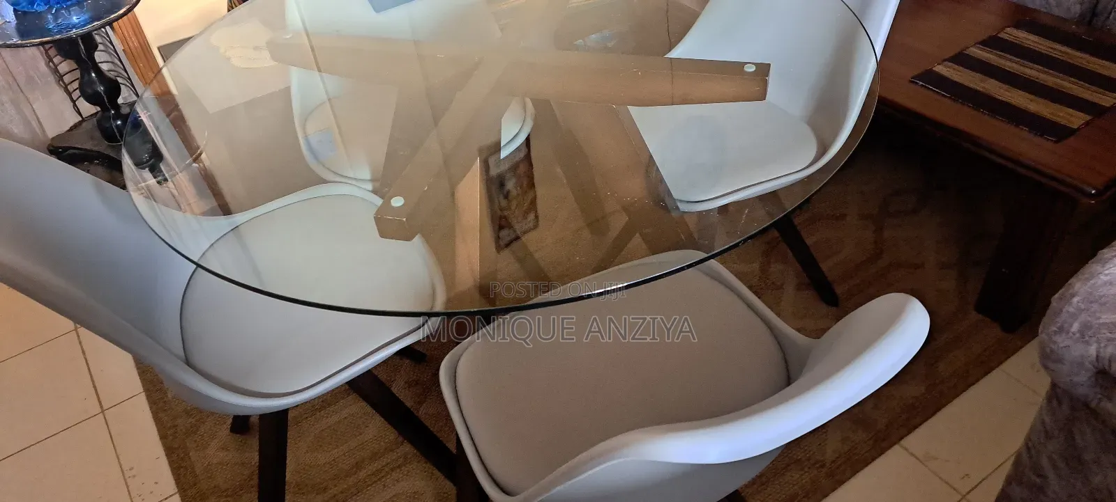 Four Seater Heavy Duty Glasstop Dinning Table