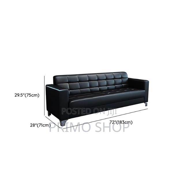 Office Sofa : Leather Black 3-Seater Office Sofa Set - thumbnail 8