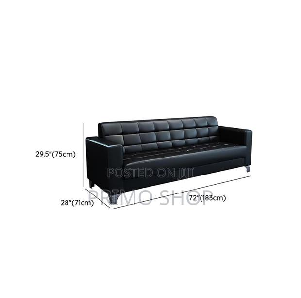Office Sofa : Leather Black 3-Seater Office Sofa Set - thumbnail 10