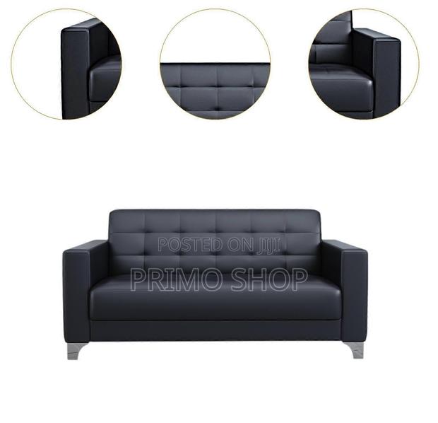 Office Sofa : Leather Black 3-Seater Office Sofa Set - thumbnail 11