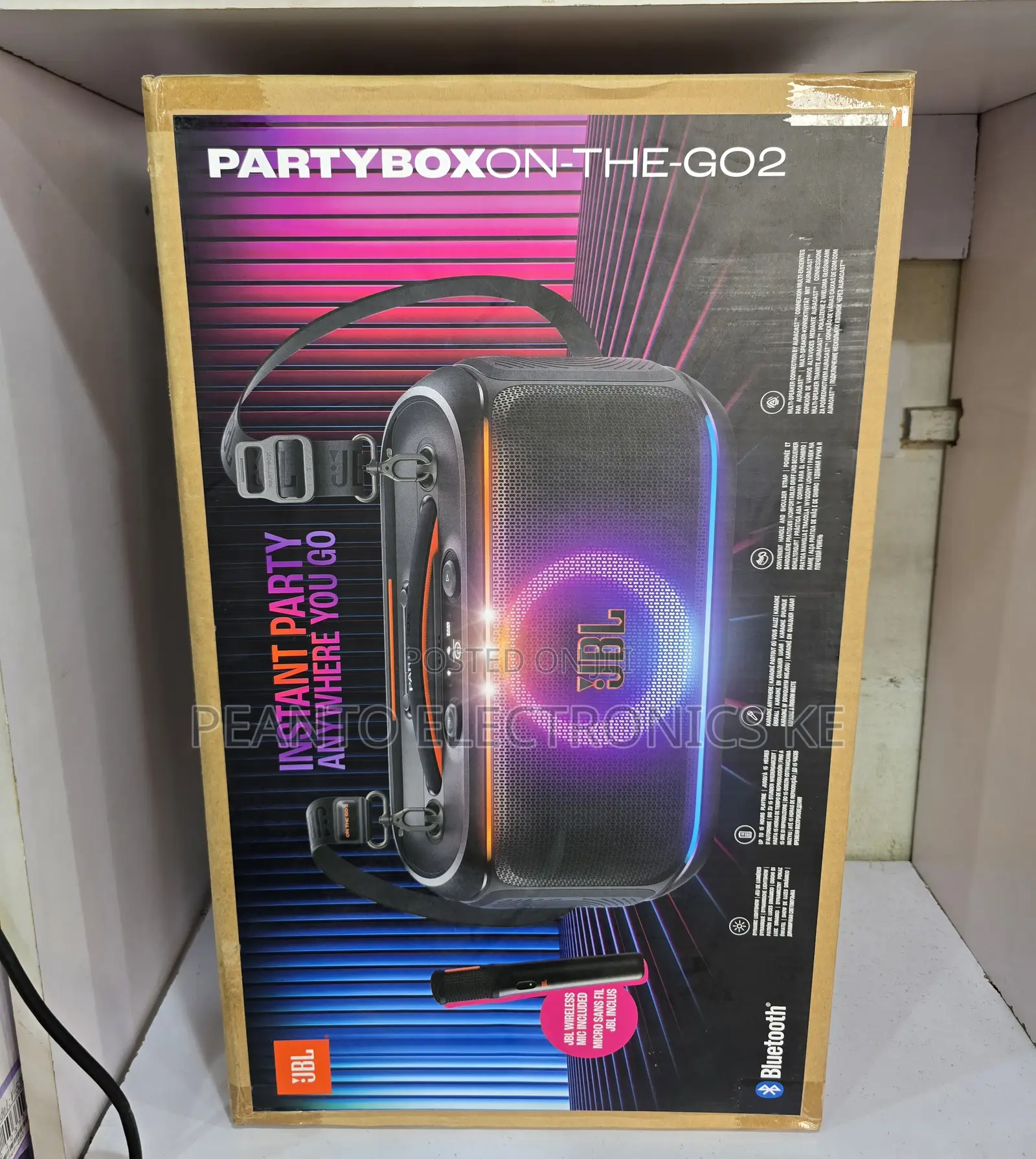 JBL Partybox on-the-Go 2 Portable Party Speaker With Two Wireless Mics