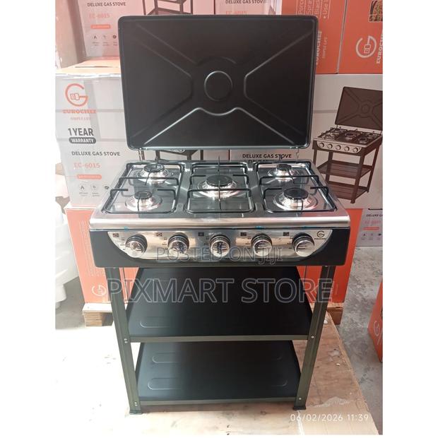Eurochef 5-Burner Freestanding Cooker With Storage Shelves – Durable