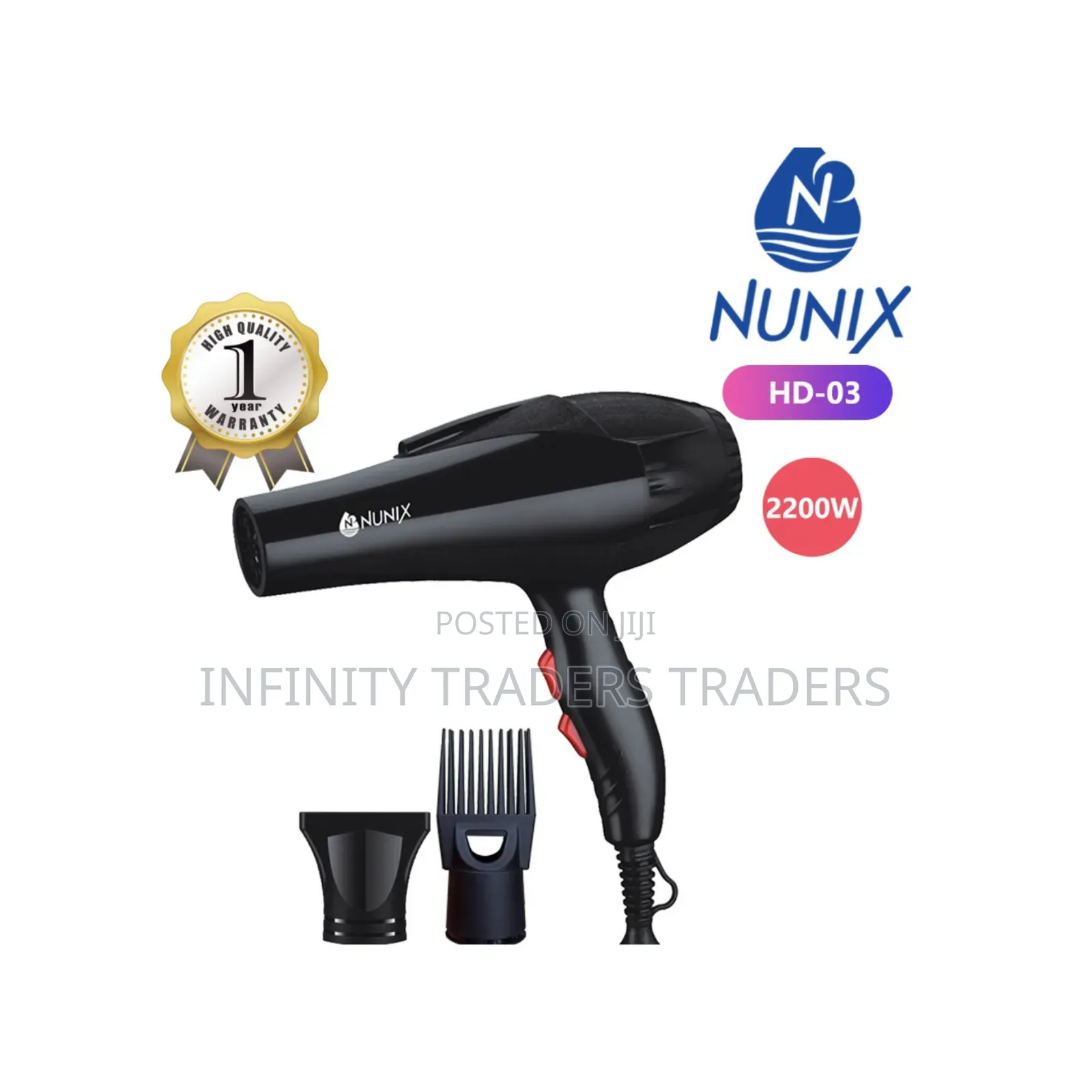 Nunix Hair Red Blow Dryer With Beauty Accessories Hd-03