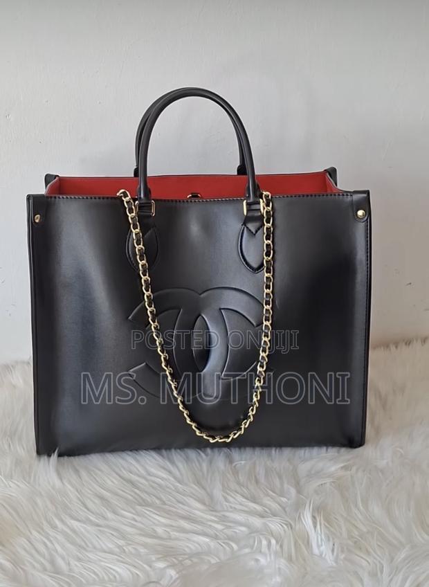 Big Size Black Leather Chanel Shopping Tote Bag - thumbnail 3