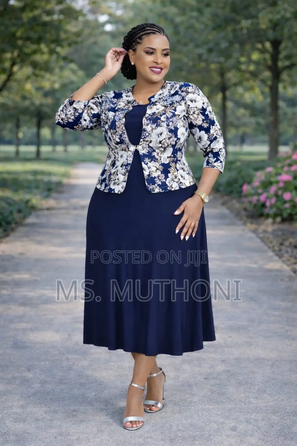 Elegant 2 Piece Set Beautiful Knee-Length Flare Dress + Jacket