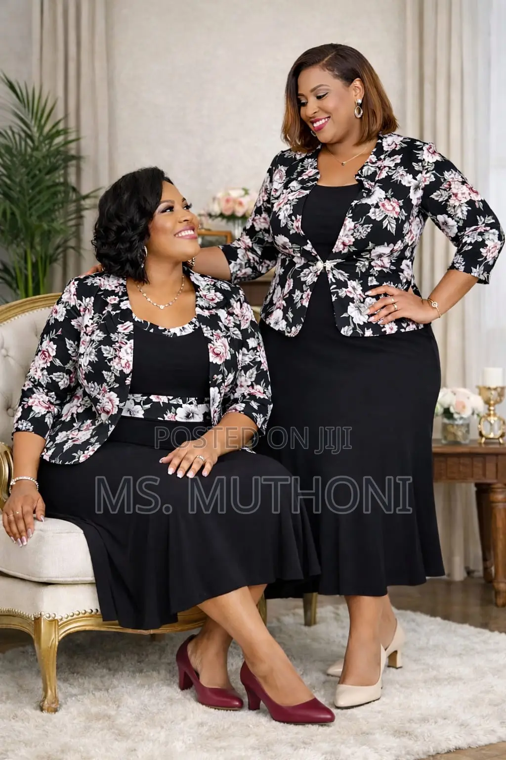 Elegant 2 Piece Set Beautiful Knee-Length Flare Dress + Jacket