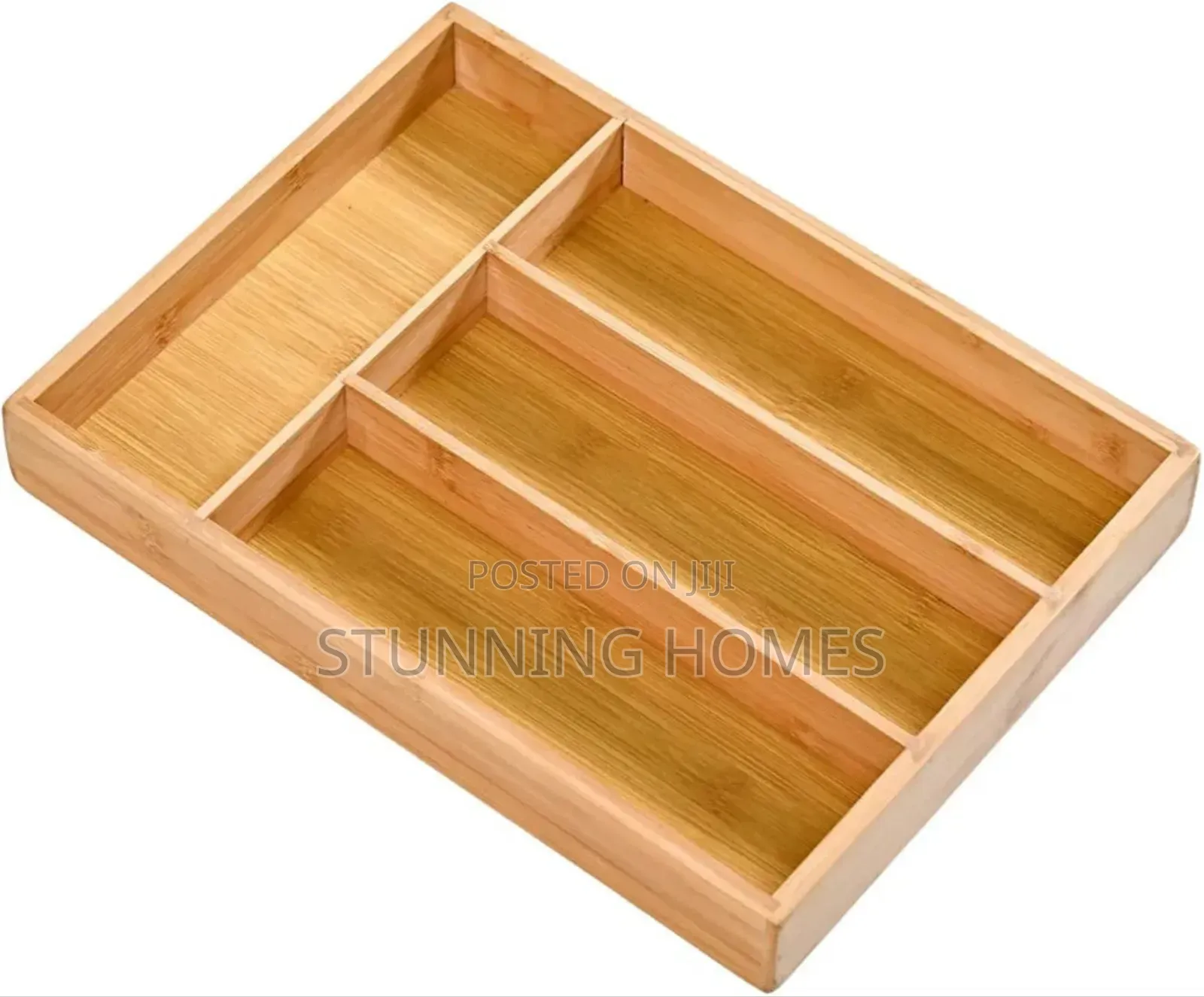 4 Partitioned Wooden Cutlery Holder