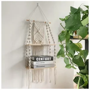 2 Tier Wall Shelves With Macreme Rope