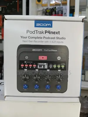 The Zoom Podtrak P4next Portable Multitrack Podcast Recorder.