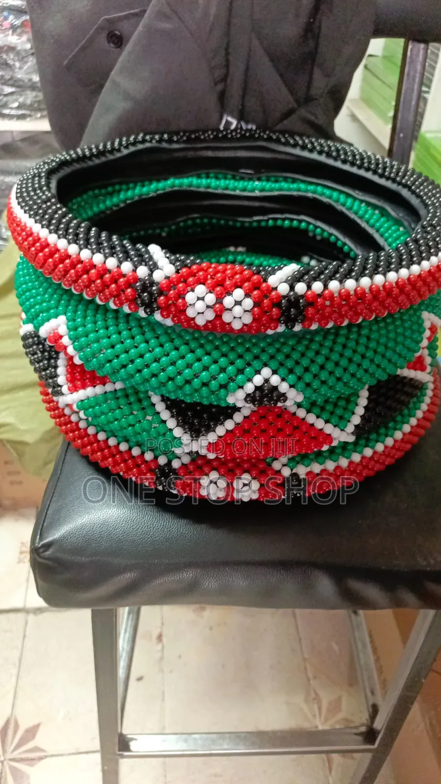 Kenyan Flag Colors Universal Steering Wheel Cover for Saloon Cars