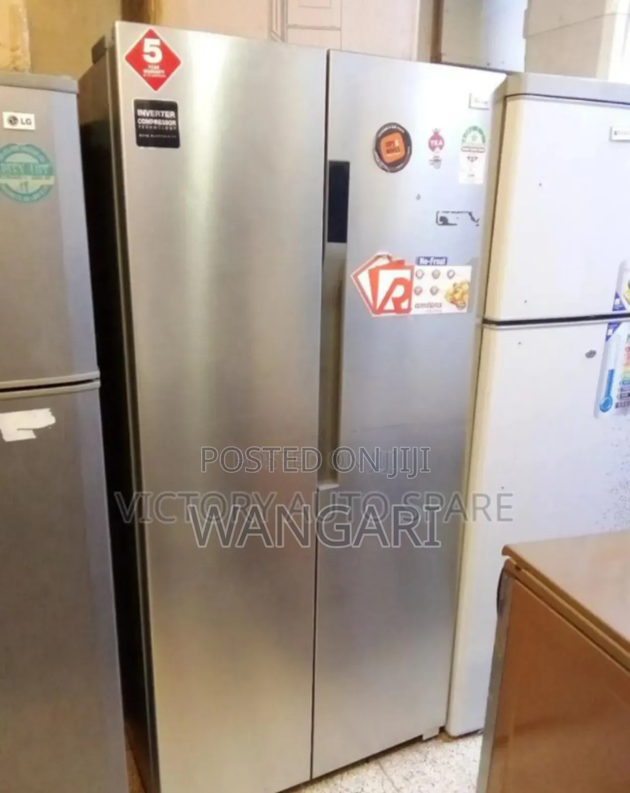 Colour Silver Ramtons Side by Side Fridge 454l