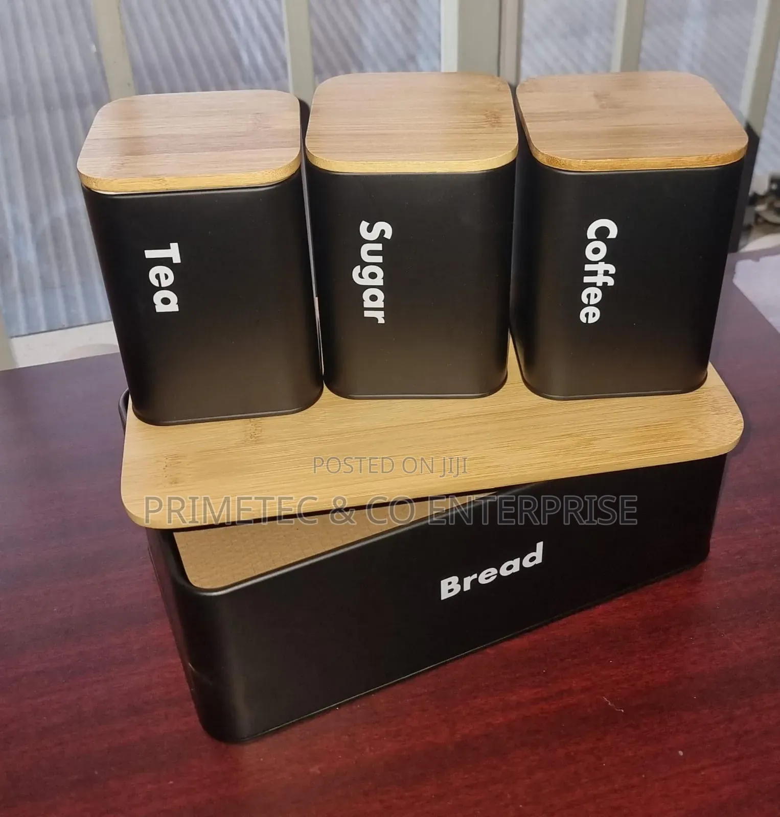 Bread Bin Plus Canisters With Bamboo Lids