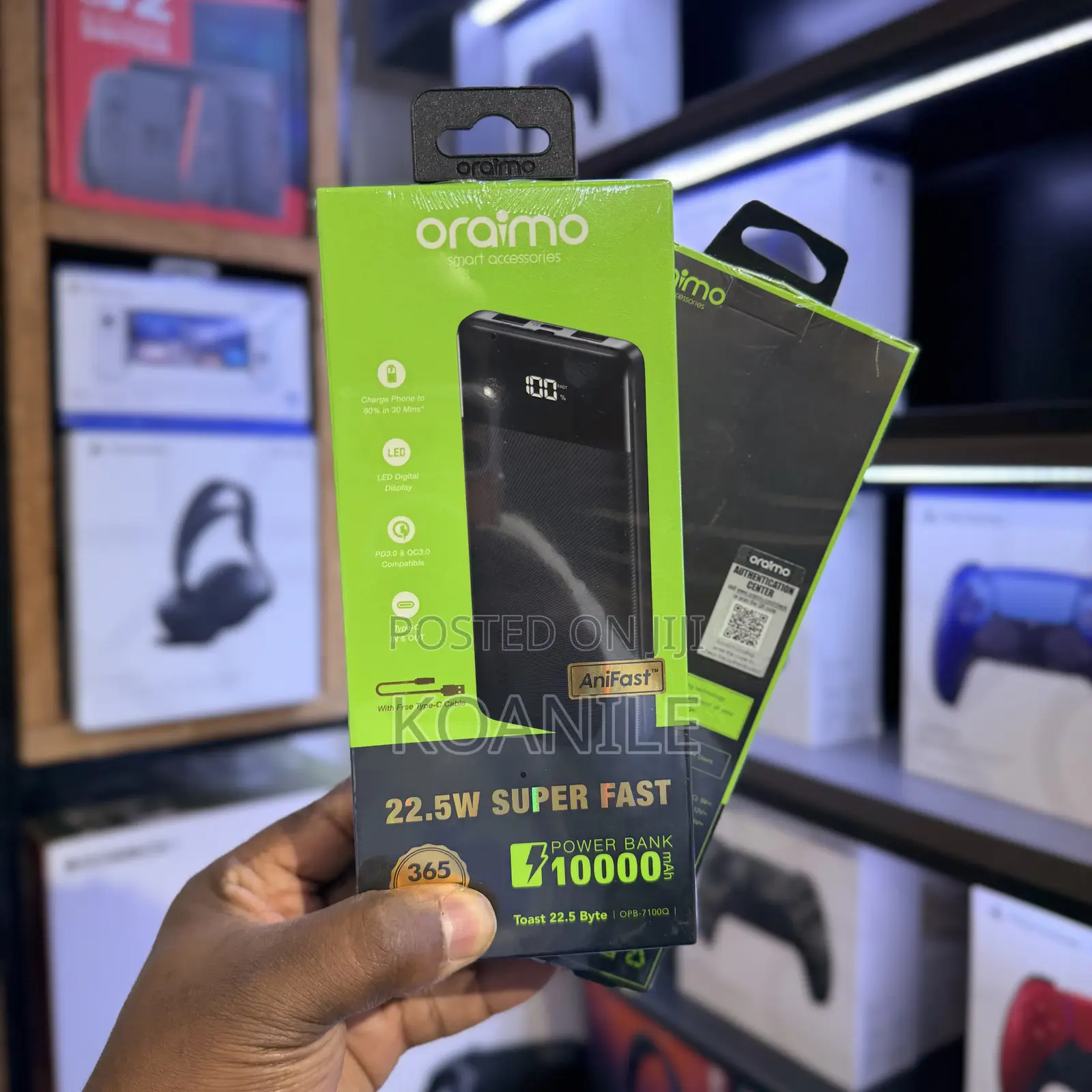 Oraimo Powerbank 22.5w Super Fast Charging (Toast 22.5 Byte Opb-7100q)