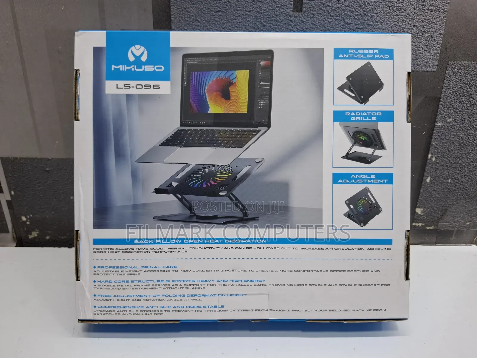 Mikuso Ls-096 Adjustable Laptop Stand With Rgb Cooler Fan – 360 Degree