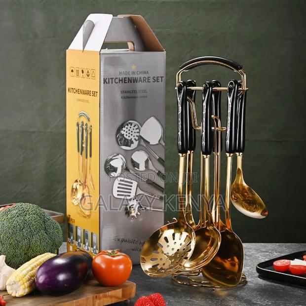 Serving Spoons Set - Black (6pc Set)