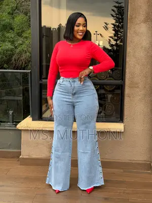 Original Fashionnova High Waist Flare Jeans With Side Stud Design