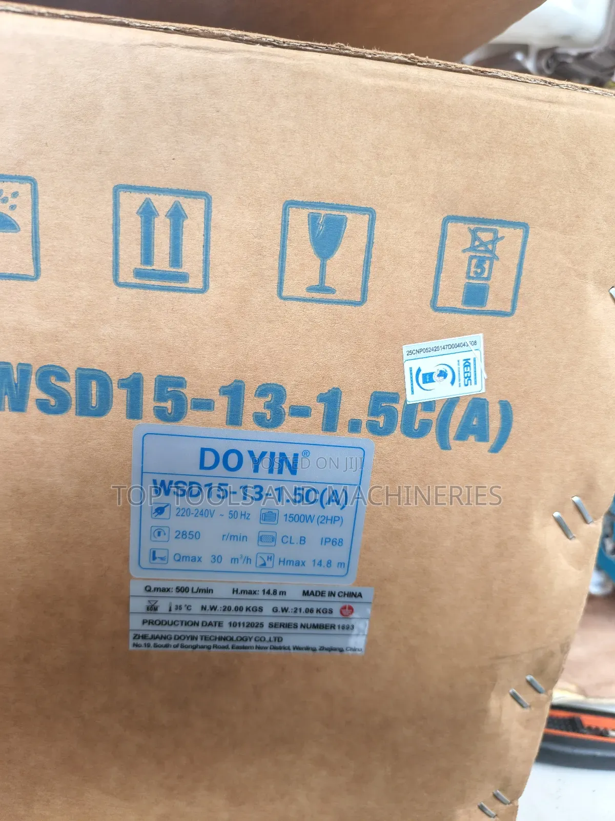 2hp. Doyin Wsd15-13-1.5c(A) Submersible Sewage Pump 15mtrs Max Head