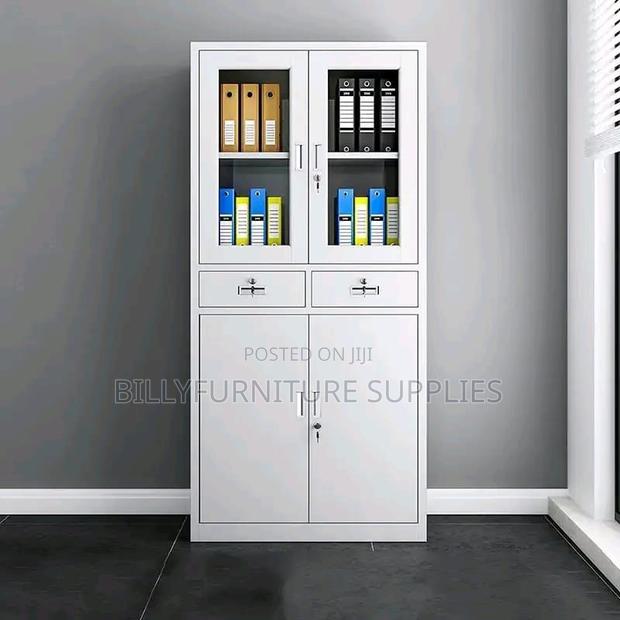 2 Door Half Glass Metallic Cabinet