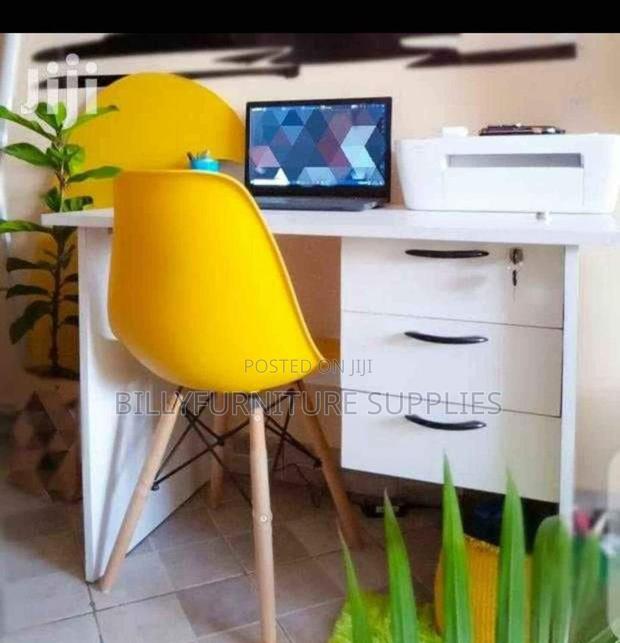 1m White Study Chair and Yellow Chair - main view