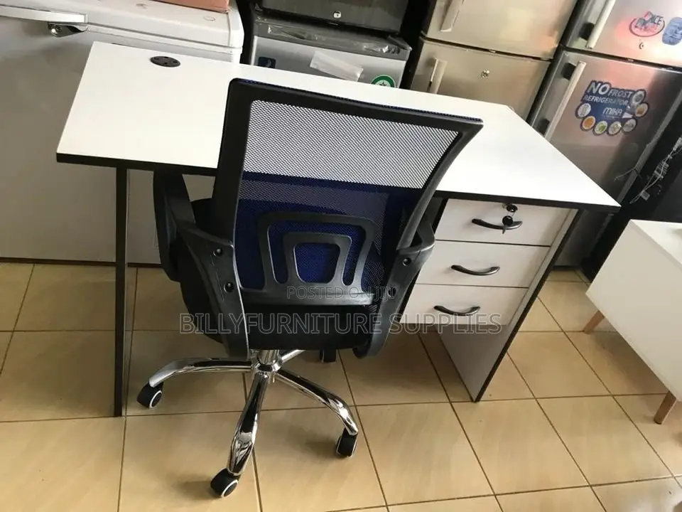 1.2m White Desk and Mesh