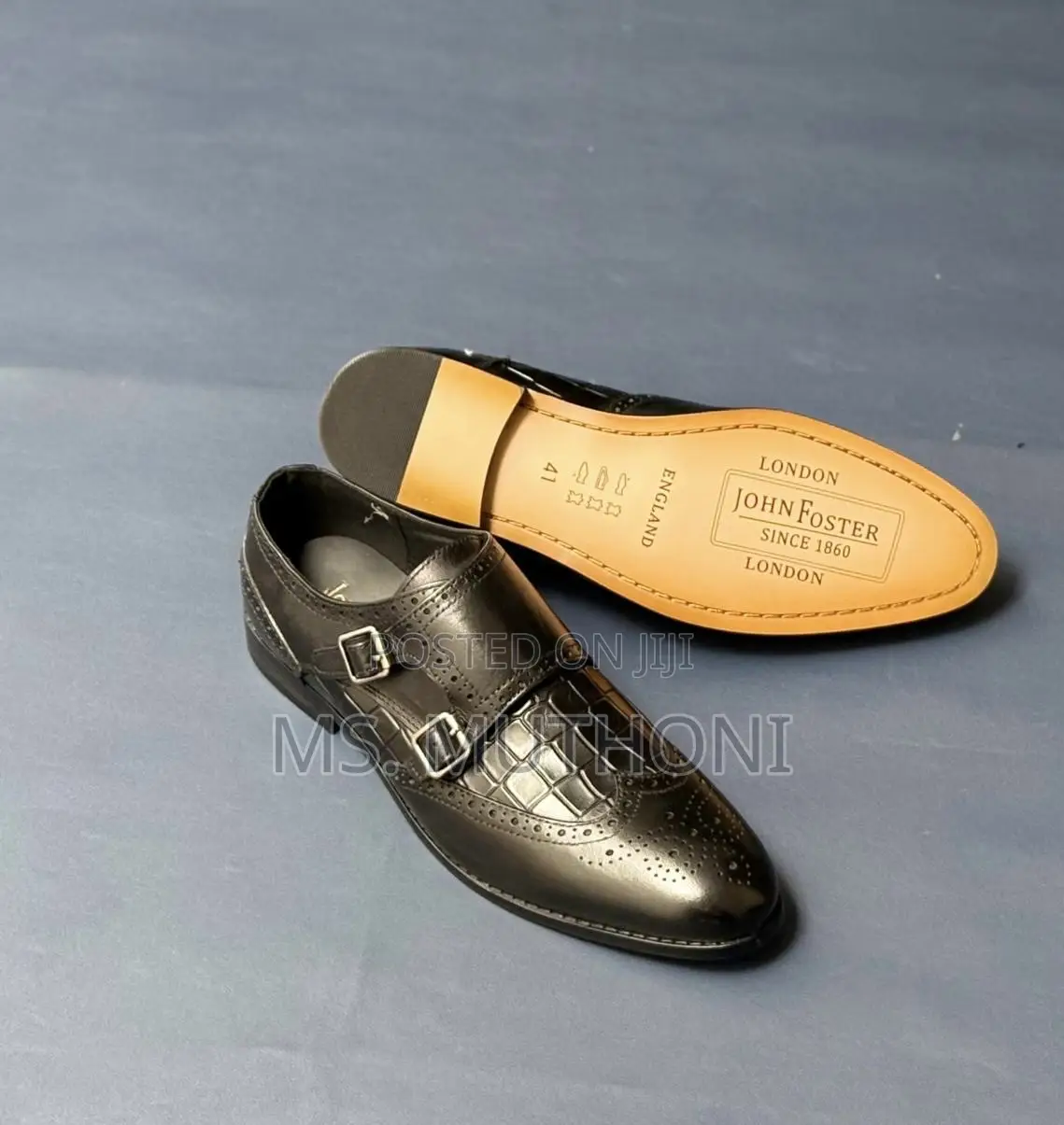 Men’S Formal Crocodile-Embossed Leather Upper a Rubber Sole John F.