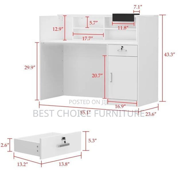 Office Desk : Modern Reception Office Desk (Can Accommodate Two People - thumbnail 6