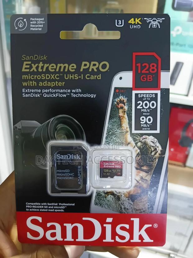 Sandisk 128gb Extreme Pro (200mb/S) Micro SDXC Card With Adapter.