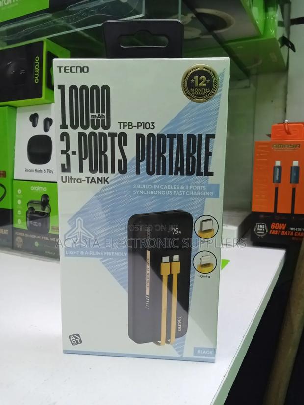 Tecno Ultra -Tank 10000mah Power Bank TPB-P103