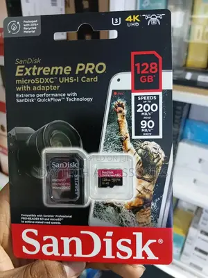 Sandisk 128gb Extreme Pro (200mb/S) Micro SDXC Card With Adapter.