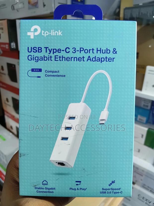 Tp-Link Ue330c Usb Type-C 3-Port Hub to Gigabit Ethernet Adapter.