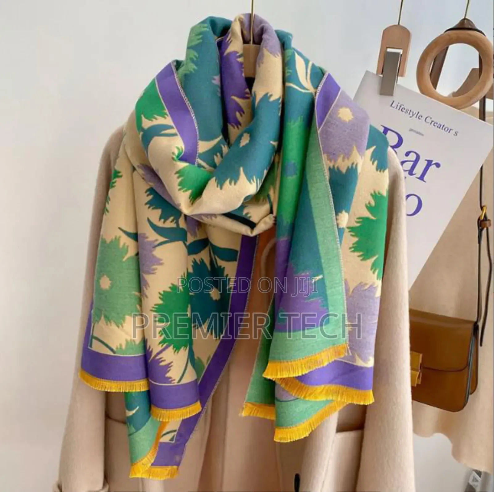Luxury Floral Print Scarf for Women Warmer Winter Cashmere