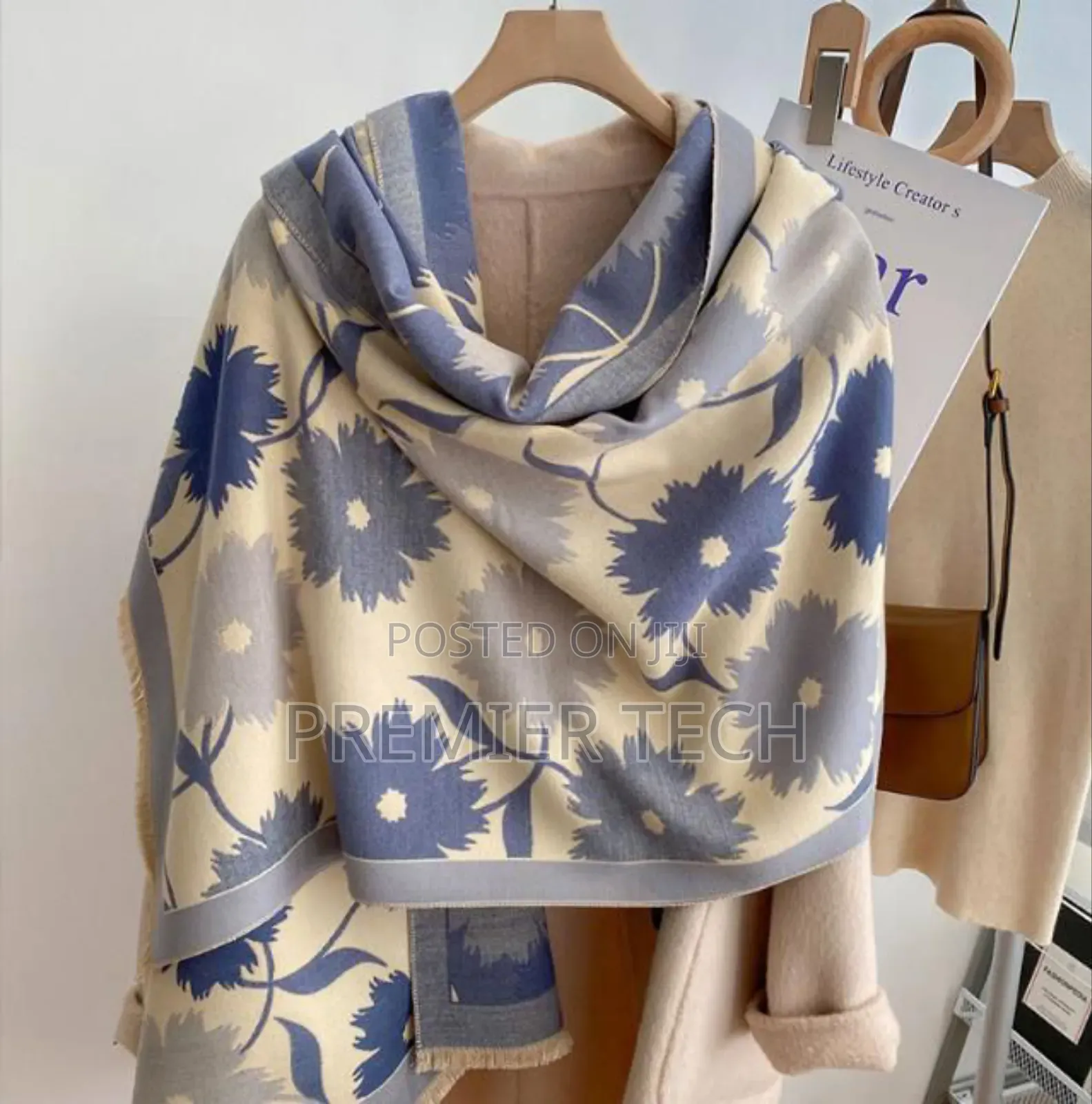 Luxury Floral Print Scarf for Women Warmer Winter Cashmere