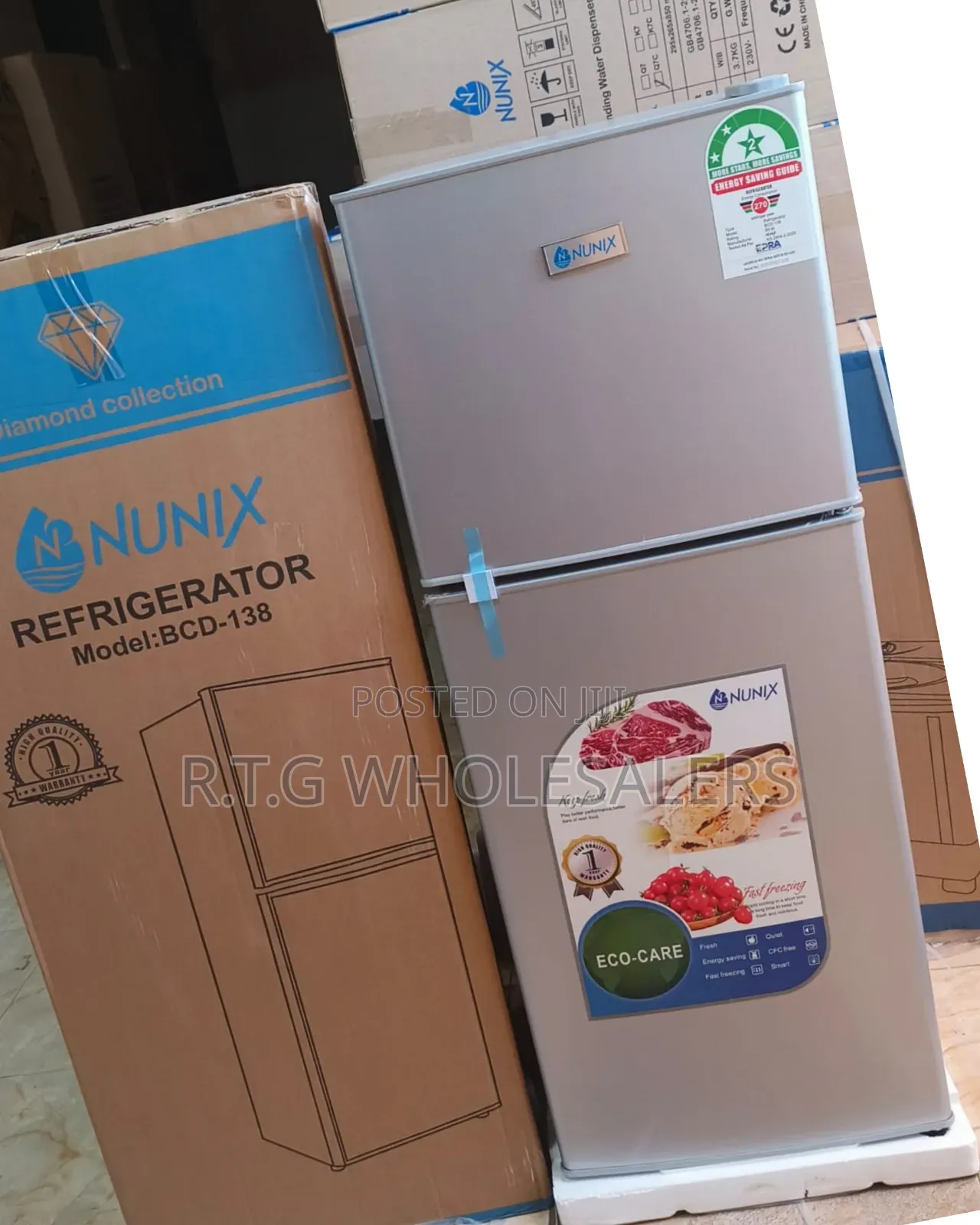 Nunix 138 L Double Door Refrigerator – Silver