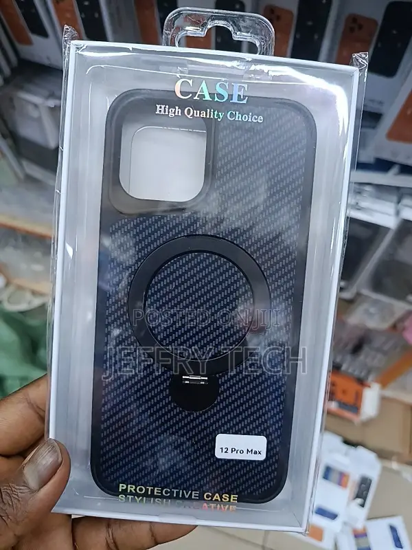 Carbon Fiber Case With a Magnetic Ring Stand for the iPhone 12 Pro Ma