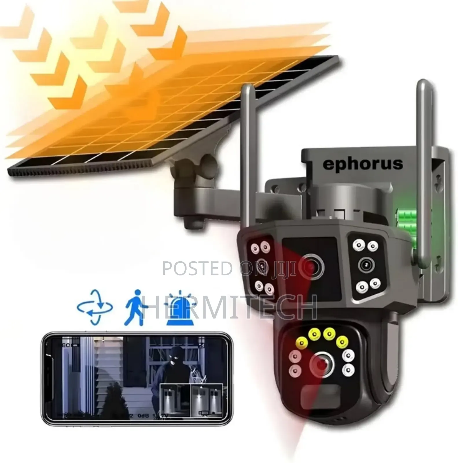 Triple Lens CCTV Camera Solar Powered Wifi Enabled 