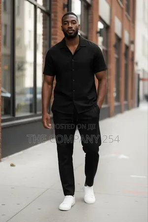 Quality Men Cotton Casual 2 Piece Linen Suit Trouser and Shirts