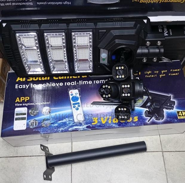 V380 4g Solar Triple Lens Camera With Flood Light Ai