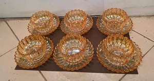 12pc Gold Glasses and Saucer