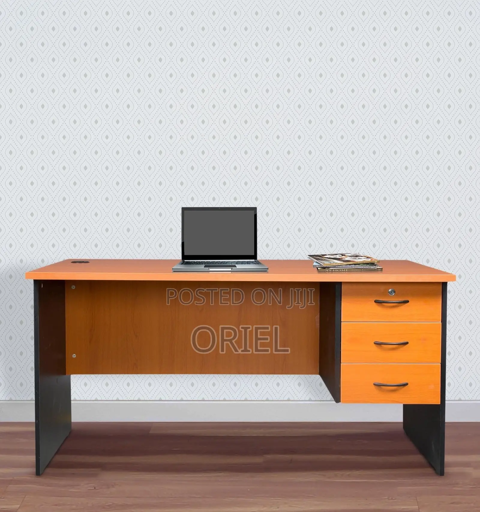Modern Office Desk : 1.4m Cherry Ofice Desk With 3-Drawers