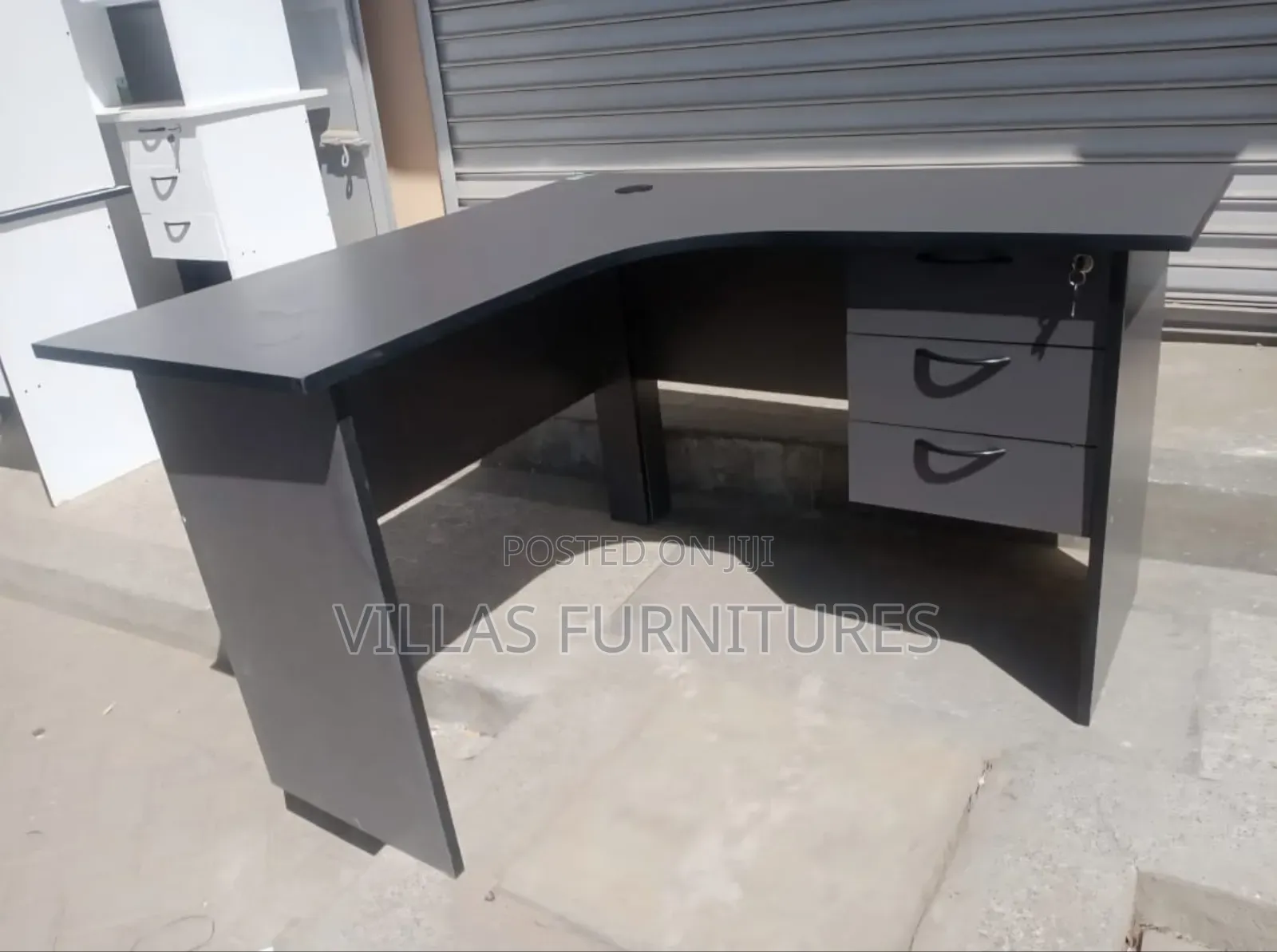 Grey Curved L Shaped Desk