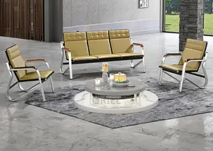 Office 5-Seater Bench : Brown 5 Seater Reception Waiting Sofa